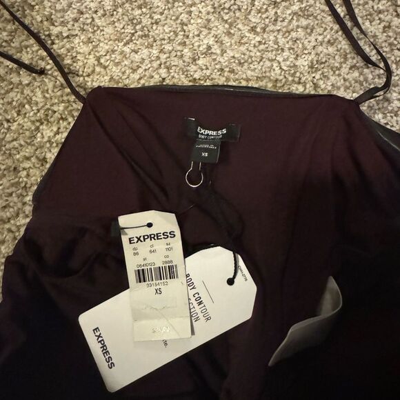 NWT Express Women’s Body Contour Velvet Cowl Neck Corset Top | Xsmall | Brown - Picture 5 of 6